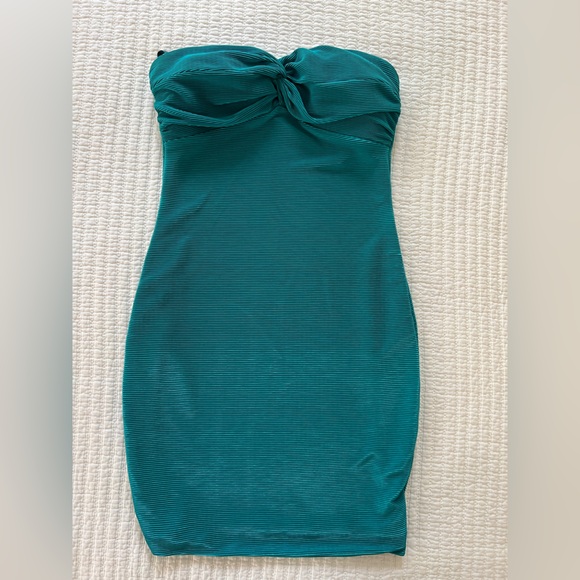 Arden B Teal Strapless Dress - Picture 1 of 5